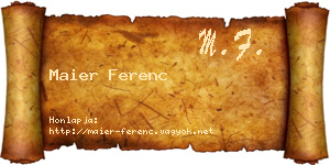 Maier Ferenc névjegykártya